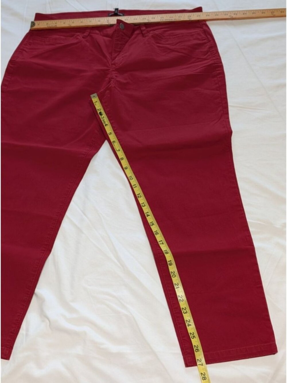 Eileen Fisher Organic Cotton Red Slim Ankle Jeans Sz 18 Eco-Friendly Stretch - Picture 12 of 15